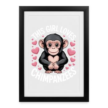 Chimpanzé disant singe drôle chimpanzé cadeau - Affiche encadrée (27 × 37 cm) - noir - Devant