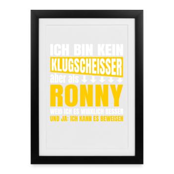 Je ne suis pas un petit malin Ronny - Affiche encadrée (27 × 37 cm) - noir - Devant