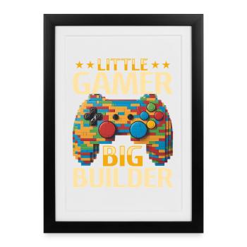 Blocs de construction Gamer Gaming Brick Builder - Affiche encadrée (27 × 37 cm) - noir - Devant