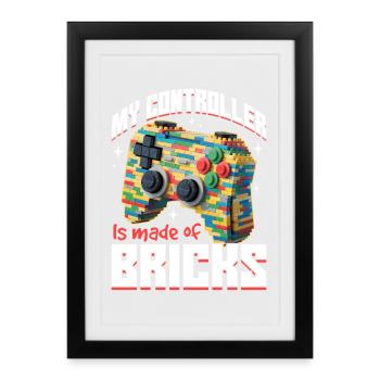 Blocs de construction Gamer Gaming Brick Builder - Affiche encadrée (27 × 37 cm) - noir - Devant