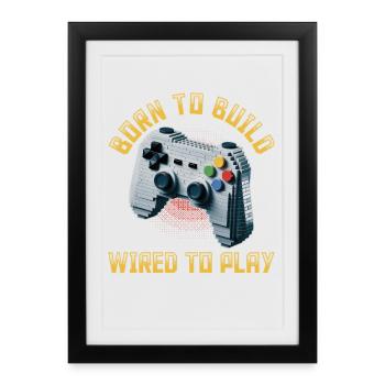 Blocs de construction Gamer Gaming Brick Builder - Affiche encadrée (27 × 37 cm) - noir - Devant