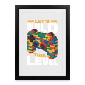 Blocs de construction Gamer Gaming Brick Builder - Affiche encadrée (27 × 37 cm) - noir - Devant