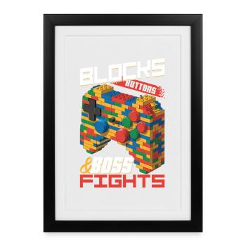Blocs de construction Gamer Gaming Brick Builder - Affiche encadrée (27 × 37 cm) - noir - Devant