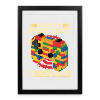 Blocs de construction Gamer Gaming Brick Builder - Affiche encadrée (27 × 37 cm) - noir - Devant