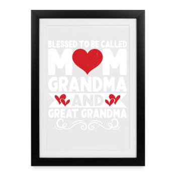 Mamie Maman Cadeau Noël Grand-mère - Affiche encadrée (27 × 37 cm) - noir - Devant