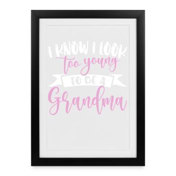 Mamie Maman Cadeau Noël Grand-mère - Affiche encadrée (27 × 37 cm) - noir - Devant