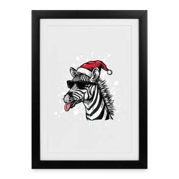 Zebra Christmas Funny - Framed poster (27 × 37 cm) - black - Front