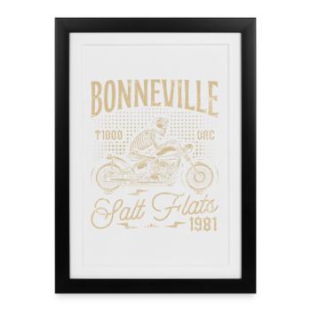 Bonneville Salt Flats Motorrad Geburtstag 1981 - Gerahmtes Poster (27 × 37 cm) - Schwarz - Vorne