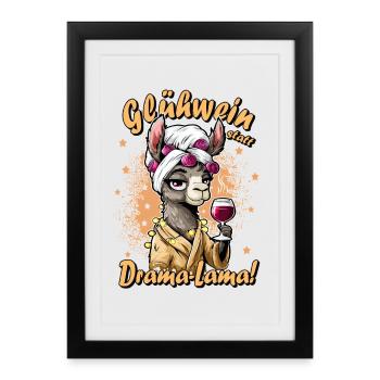 Vin chaud au lieu de drame Humour de bureau Cadeau pour les collègues - Affiche encadrée (27 × 37 cm) - noir - Devant