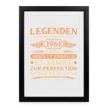 65th birthday absolutely unique - born in 1961 - Framed poster (27 × 37 cm) - black - Front