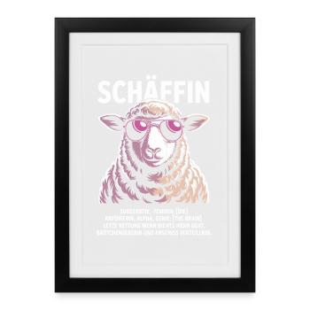 Schäffin Chefin Lustiges Schaf-Motiv - Affiche encadrée (27 × 37 cm) - noir - Devant