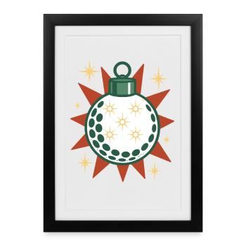 Drôle de balle de golf Joyeux Noël - Affiche encadrée (27 × 37 cm) - noir - Devant