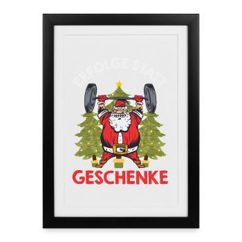 Santa Claus SUCCESSES INSTEAD OF GIFTS Fun - Framed poster (27 × 37 cm) - black - Front