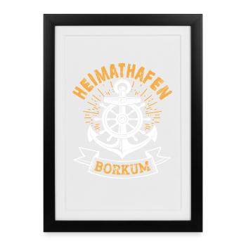 Borkum Island HOME PORT BORKUM Lustig - Framed poster (27 × 37 cm) - black - Front