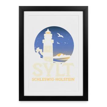 Vacances à la mer du Nord SYLT SCHLESWIG HOLSTEIN Fun - Affiche encadrée (27 × 37 cm) - noir - Devant