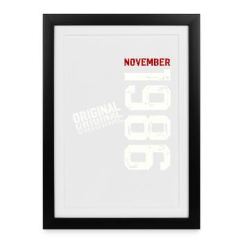 40ème Anniversaire Original Novembre Millésime 1986 - Affiche encadrée (27 × 37 cm) - noir - Devant