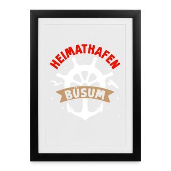 Marins HEIMATHAFEN BÜSUM Funny North Sea - Affiche encadrée (27 × 37 cm) - noir - Devant