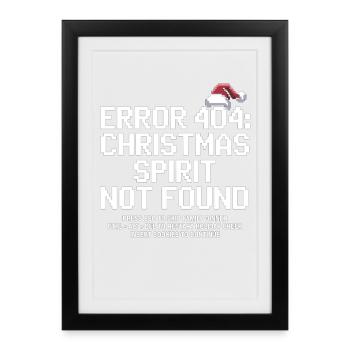 Error 404 Weihnachten – Lustiges Nerd Xmas - Gerahmtes Poster (27 × 37 cm) - Schwarz - Vorne
