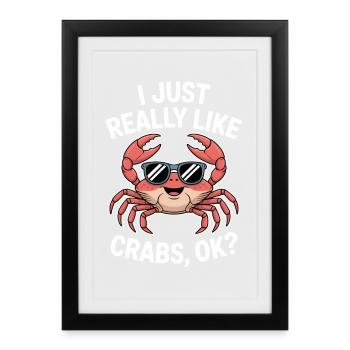 crabe disant crabe drôle crabe cadeau - Affiche encadrée (27 × 37 cm) - noir - Devant
