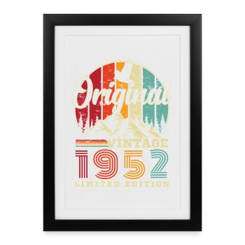1952 Vintage Rétro Cadeau D'anniversaire - Affiche encadrée (27 × 37 cm) - noir - Devant