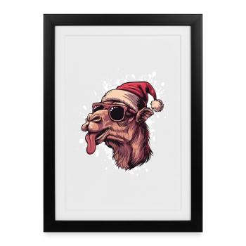 Camel Noël drôle - Affiche encadrée (27 × 37 cm) - noir - Devant