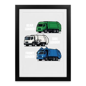 Garbage Truck Funny Garbage Day Garbage Truck - Framed poster (27 × 37 cm) - black - Front