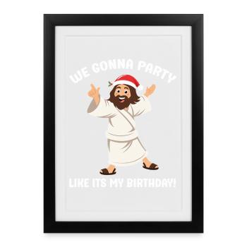 Joyeux Noël avec Jésus-Christ Père Noël - Affiche encadrée (27 × 37 cm) - noir - Devant