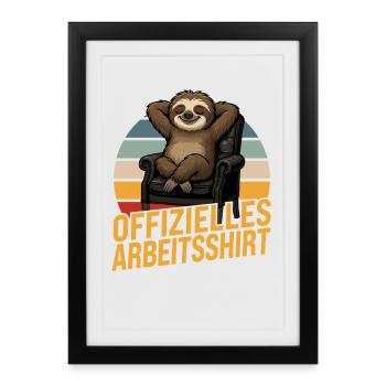 Chemise de travail officielle Sloth Lazy Lounging - Affiche encadrée (27 × 37 cm) - noir - Devant