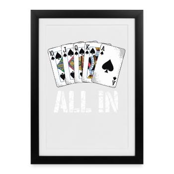 Poker Royal Flush - ALL IN Design - Framed poster (27 × 37 cm) - black - Front