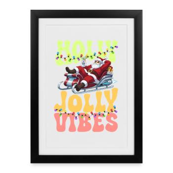 Traîneau du Père Noël Holy Jolly Vibes - Affiche encadrée (27 × 37 cm) - noir - Devant