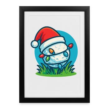 Drôle de balle de golf Père Noël Noël vacances - Affiche encadrée (27 × 37 cm) - noir - Devant
