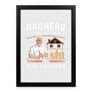 Constructeur pour ma famille – Herz & Hammer - Affiche encadrée (27 × 37 cm) - noir - Devant