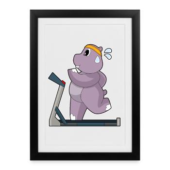 Hippopotamus Jogger Jogging Sports - Framed poster (27 × 37 cm) - black - Front