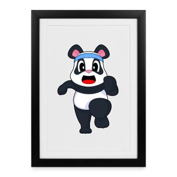 Panda Jogger Jogging Sport - Framed poster (27 × 37 cm) - black - Front