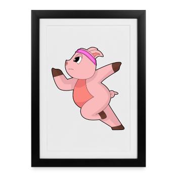 Pig Jogger Jogging Sport - Framed poster (27 × 37 cm) - black - Front