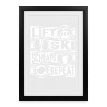 Remontée mécanique Ski Schnapps Repeat Après-ski - Affiche encadrée (27 × 37 cm) - noir - Devant