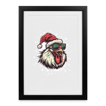 Rooster Christmas Funny - Framed poster (27 × 37 cm) - black - Front