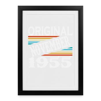 Novembre 1955 Vintage Rétro Anniversaire - Affiche encadrée (27 × 37 cm) - noir - Devant