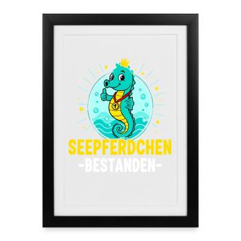 Hippocampe réussi cours de natation enfant - Affiche encadrée (27 × 37 cm) - noir - Devant