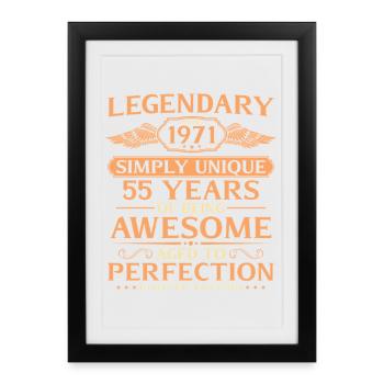 Millésime 1971 Né 55ème Anniversaire Idée Cadeau - Affiche encadrée (27 × 37 cm) - noir - Devant