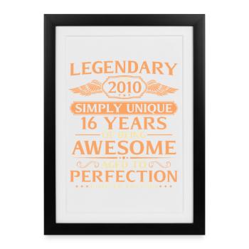 Vintage 2010 Born 16th Birthday Gift Idea - Framed poster (27 × 37 cm) - black - Front