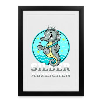 Silver Badge Swimming Passed Performance - Framed poster (27 × 37 cm) - black - Front