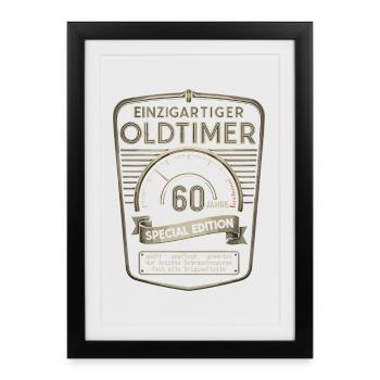 60th Birthday 60s 60th 60th Anniversary Vintage Car - Framed poster (27 × 37 cm) - black - Front