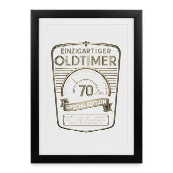 70th Birthday 70s 70th 70th Anniversary Vintage Car - Framed poster (27 × 37 cm) - black - Front