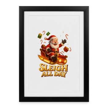 traîneau toute la journée Noël Joie - Affiche encadrée (27 × 37 cm) - noir - Devant