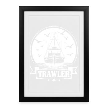 Trawler Fishing Cutter Ahoy Maritim - Framed poster (27 × 37 cm) - black - Front