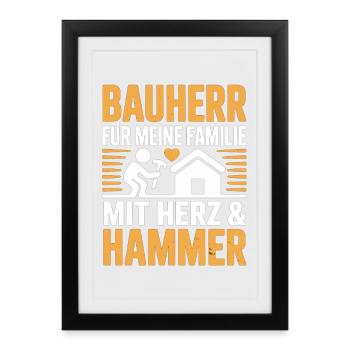 Constructeur pour ma famille – Style Heart & Hammer - Affiche encadrée (27 × 37 cm) - noir - Devant