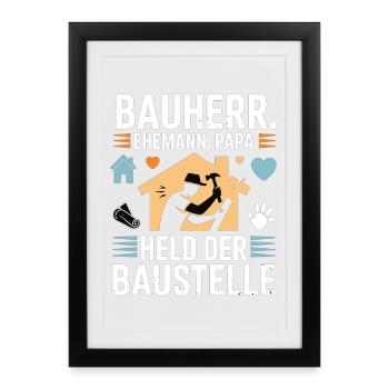 Constructeur pour ma famille – Style Heart & Hammer - Affiche encadrée (27 × 37 cm) - noir - Devant