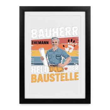 Constructeur pour ma famille – Style Heart & Hammer - Affiche encadrée (27 × 37 cm) - noir - Devant