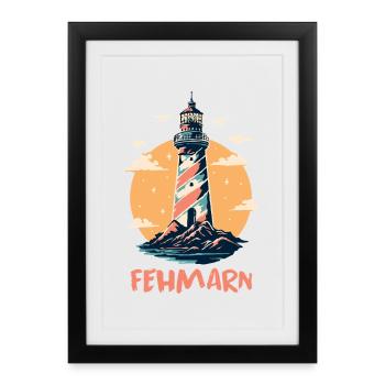 Vacances à la mer Baltique Phare de FEHMARN Fun - Affiche encadrée (27 × 37 cm) - noir - Devant